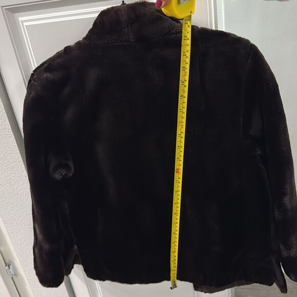 Vintage Fur Coat Jacket Reversible Brown Black Made in Hong Kong Size 36 Small - Picture 10 of 15
